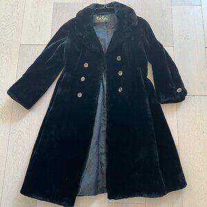 Ralph Rupley Vintage Black Plush Sheared Fur Double-Breasted Princess Coat